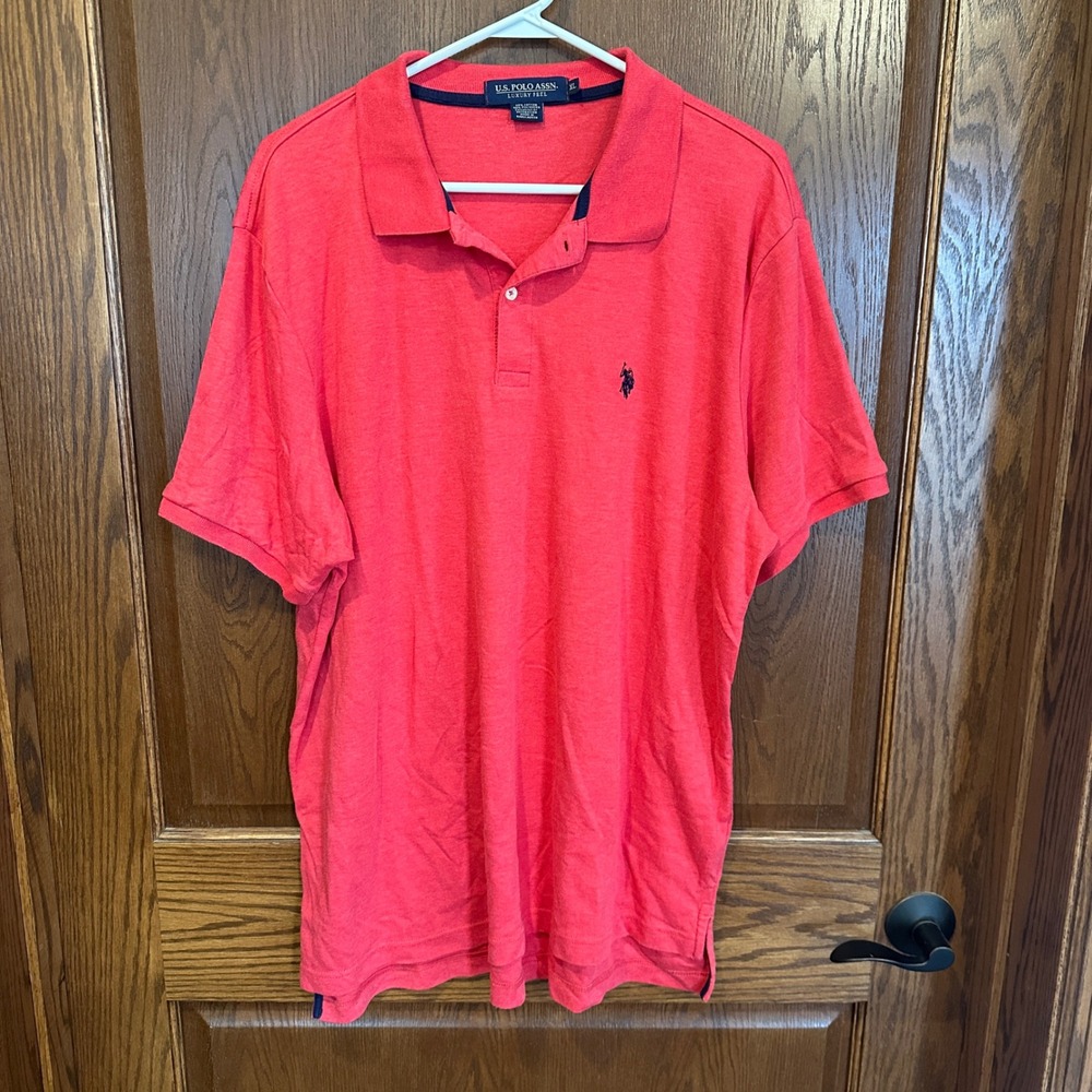 US‎ Polo Assn Mens Luxury Feel Short Sleeve Polo Shirt Red Heather XL